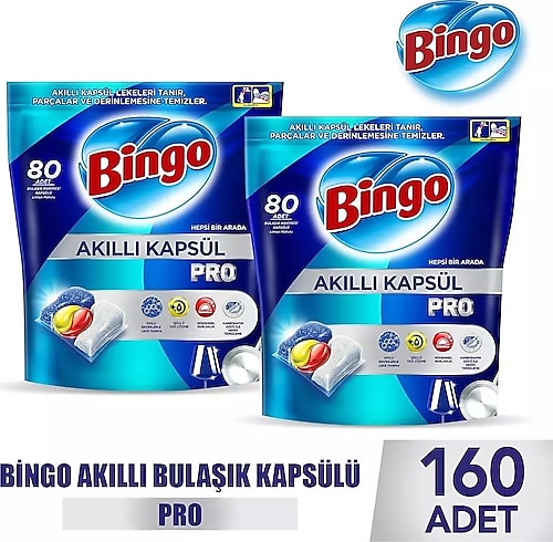 Bingo Akıllı Kapsül Pro Bulaşık Makinesi Tableti 80'li 2 Adet