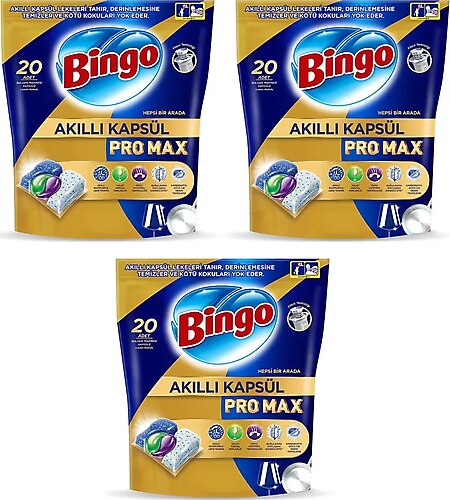 Bingo Akıllı Kapsül Pro Max Bulaşık Makinesi Tableti 20'li 3 Adet