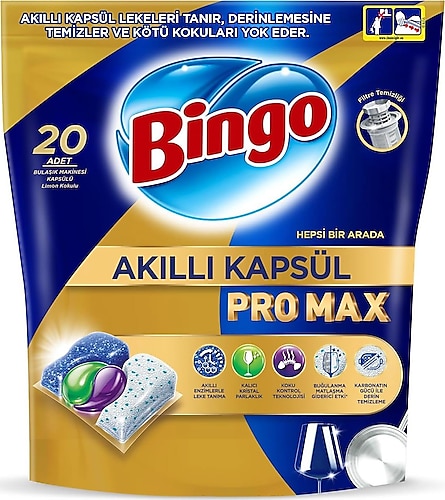 Bingo Akıllı Kapsül Pro Max Bulaşık Makinesi Tableti 20'li