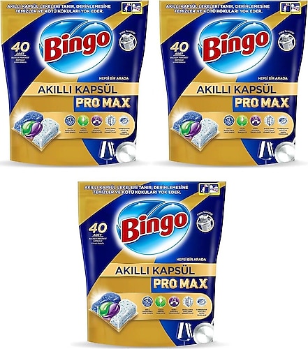 Bingo Akıllı Kapsül Pro Max Bulaşık Makinesi Tableti 40'lı 3 Adet