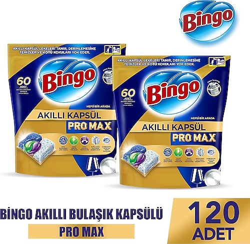 Bingo Akıllı Kapsül Pro Max Bulaşık Makinesi Tableti 60'lı 2 Adet