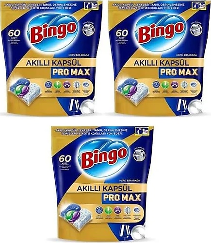 Bingo Akıllı Kapsül Pro Max Bulaşık Makinesi Tableti 60'lı 3 Adet
