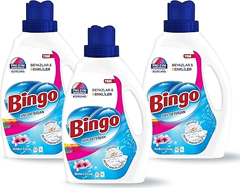 Bingo Amber Çiçeği Beyazlar ve Renkliler için Sıvı Deterjan 40 Yıkama 2.6 lt 3'lü