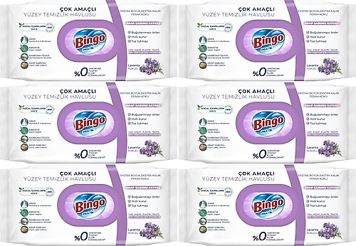 Bingo Arap Sabunu Katkılı Yüzey Temizlik Havlusu 96 Yaprak 6'lı