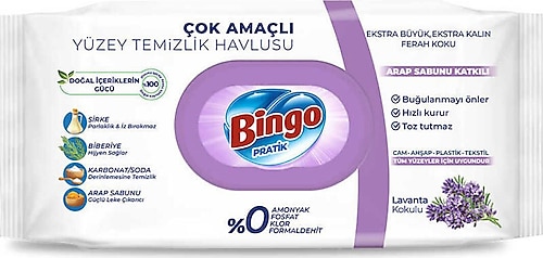 Bingo Arap Sabunu Katkılı Yüzey Temizlik Havlusu 96 Yaprak