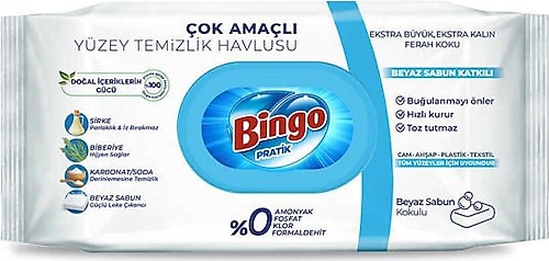 Bingo Beyaz Sabun Katkılı Yüzey Temizlik Havlusu 96 Yaprak