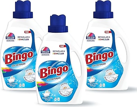 Bingo Beyaz Sabun Kokulu Beyazlar ve Renkliler için Sıvı Deterjan 40 Yıkama 2.6 lt 3'lü