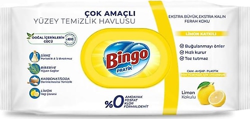 Bingo Limon Katkılı Yüzey Temizlik Havlusu 96 Yaprak