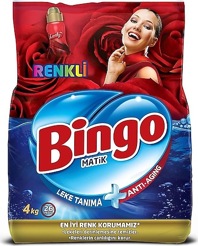 Bingo Matik Lovely Parfümlü Renkliler için 4 kg Toz Deterjan