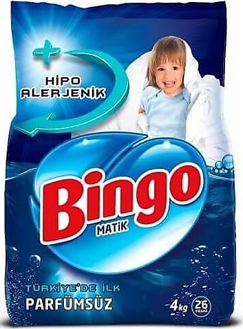 Bingo Matik Parfümsüz Beyazlar ve Renkliler için 4 kg Toz Deterjan