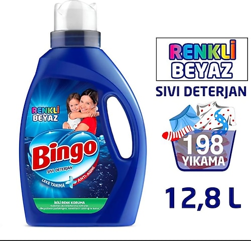 Bingo Matik Renkli Beyaz Sıvı Deterjan 33 Yıkama 2.14 lt 6'lı