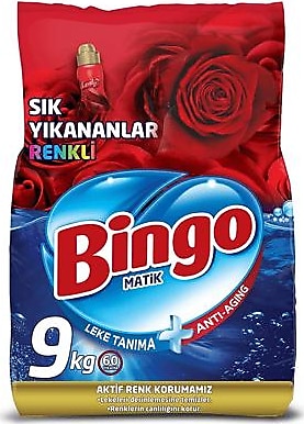 Bingo Matik Sık Yıkananlar Renkliler için 9 kg Toz Deterjan