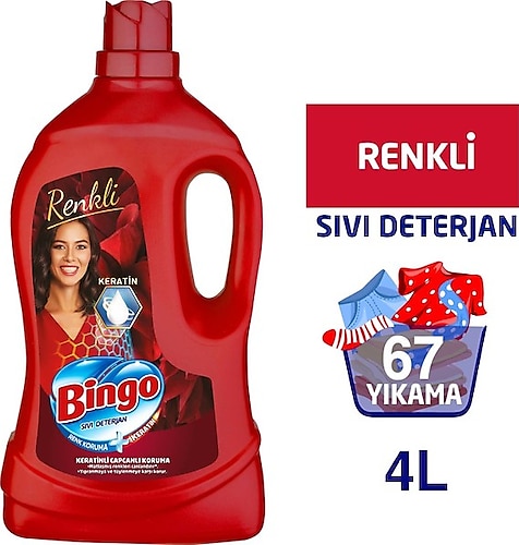 Bingo Renkli Sıvı Bakım Çamaşır Deterjanı 4 L - 4 lt