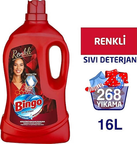 Bingo Renkli Sıvı Bakım Çamaşır Deterjanı 4 lt 4'lü - 16 lt
