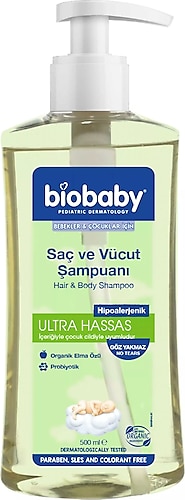BioBaby Ultra Hassas Bebek Saç ve Vücut Şampuanı 500 ml