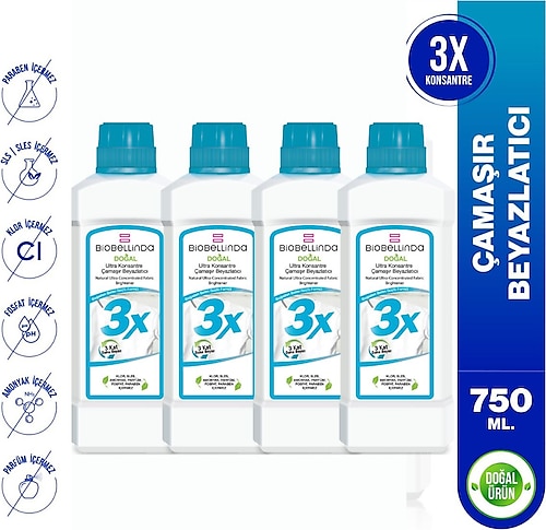 BioBellinda Ultra Konsantre Çamaşır Beyazlatıcı 750 gr 4'lü
