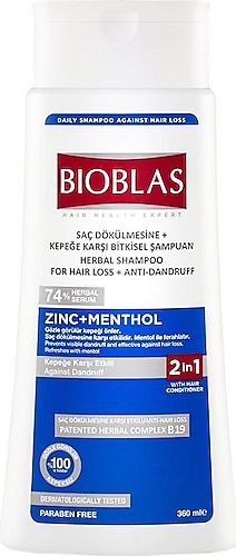 Bioblas Çinko + Mentol 2'si 1 Arada Kepeğe Karşı Şampuan 360 ml