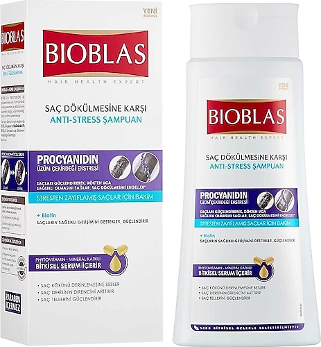 Bioblas Procyanidin + Biotin Anti-Stress Zayıflamış Dökülen Saçlar için Şampuan 360 ml