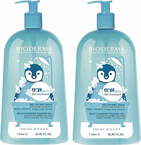 Bioderma ABCDerm Foaming Cleanser Saç ve Vücut Temizleme Jeli 1000 ml 2 Adet