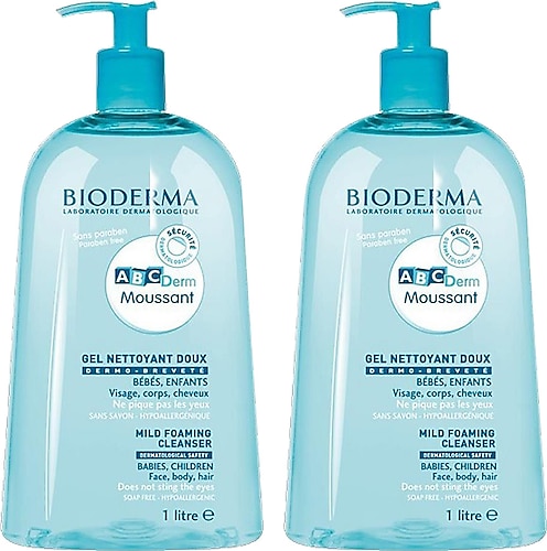 Bioderma ABCDerm Foaming Cleanser Saç Vücut Temizleme Jeli 1000 ml 2 Adet