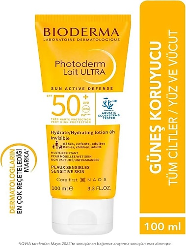 Bioderma Photoderm Lait Ultra Spf50 Süt Formda Yüz, Vücut Güneş Kremi 100 ml