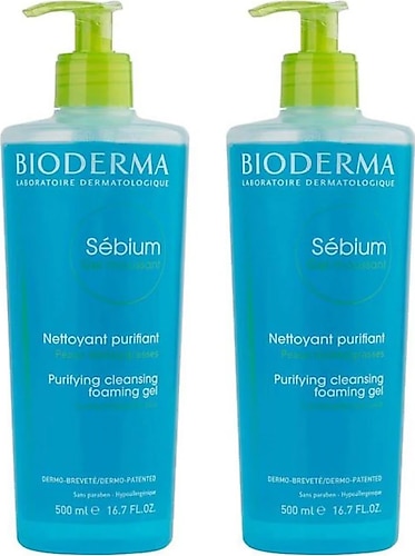 Bioderma Sebium Foaming Gel Sivilce Karşıtı Yüz Temizleme Jeli 500 ml 2 Adet