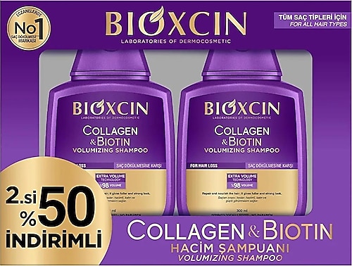 Bioxcin Collagen ve Biotin Hacim Veren Şampuan 2x300 ml