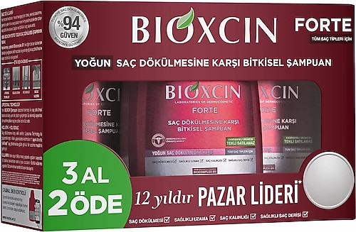 Bioxcin Forte Bitkisel Saç Dökülmesine Karşı Şampuan 3x300 ml