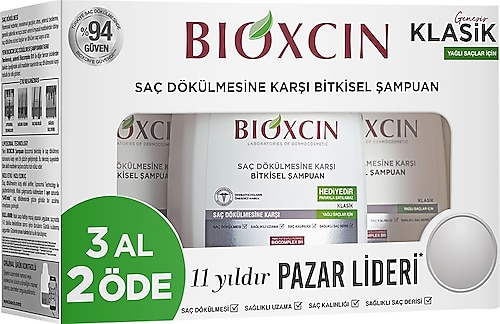 Bioxcin Klasik Bitkisel Dökülme Karşıtı Şampuan 3x300 ml