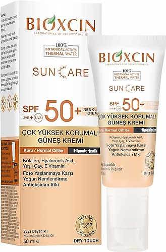 Bioxcin Sun Care Kuru Ciltler için 50 Faktör Renkli Güneş Kremi 50 ml