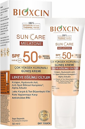 Bioxcin Sun Care Melatone Lekeli Ciltler için 50 Faktör Renkli Güneş Kremi 50 ml