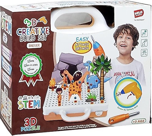Birlik Oyuncak 3D Stem Eğitici Matkap Seti Dinazorlar URT014-004