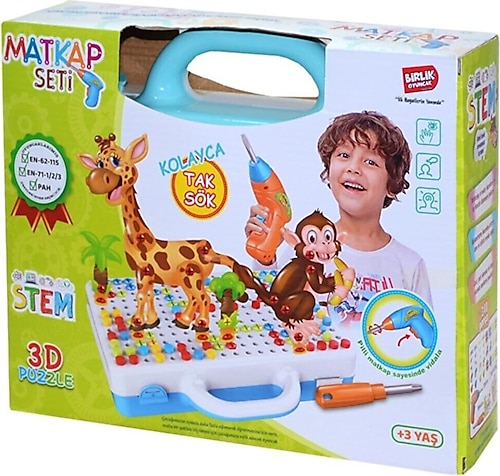 Birlik Oyuncak 3D Stem Eğitici Matkap Seti Hayvanlar Urt014-001
