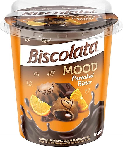 Biscolata Mood Portakallı Bitter Çikolatalı Krema Dolgulu Bisküvi 125 gr