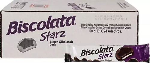 Biscolata Starz Bitter Çikolata Kaplamalı Bisküvi 82 gr 24'lü