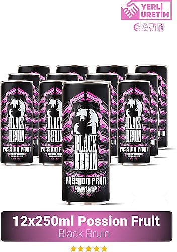 Black Bruin Passion Fruit Aromalı Enerji İçececeği 250ml x 12'li