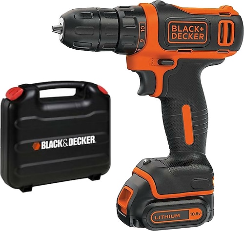 Black+Decker BDCDD12K 10.8 V 1.5 Ah Tek Akülü Darbesiz Matkap