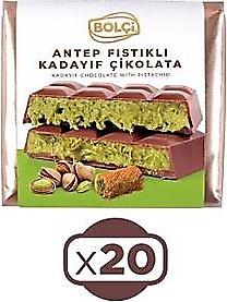 Bolçi Antep Fıstıklı Kadayıf Dolgulu Dubai Çikolatası 100 gr 20'li