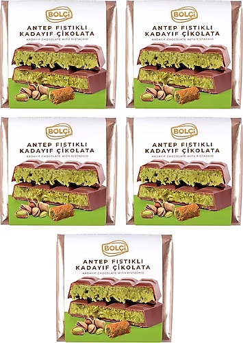 Bolçi Antep Fıstıklı Kadayıf Dolgulu Dubai Çikolatası 100 gr 5'li