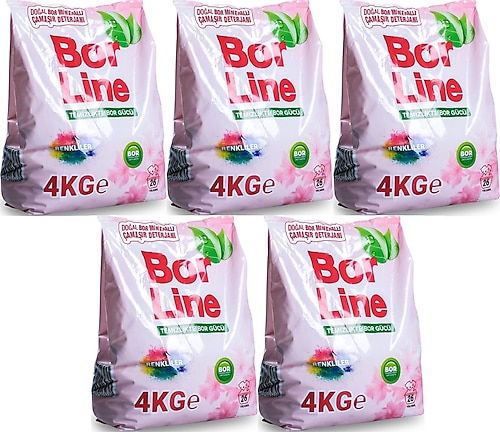 Bor Line Matik Toz Çamaşır Deterjanı 20KG (Renkliler İçin) 130 Yıkama (5PKx4KG)