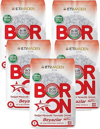 Boron Beyazlar için 4 kg 5'li Toz Deterjan