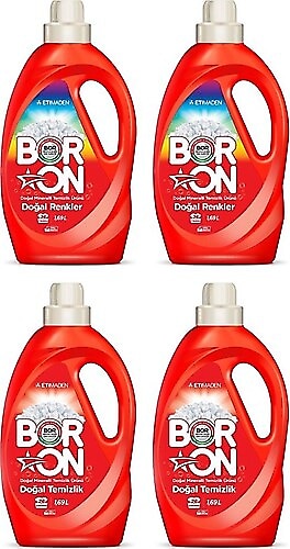 Boron Doğal Renkler +Doğal Temizlik Renkliler için Sıvı Deterjan 26 Yıkama 1.69 lt 4'lü