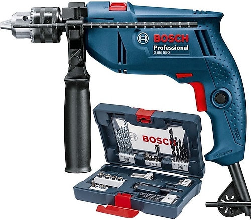 Bosch GSB 550 550 W Darbeli Matkap + X line 41 Parça Delme Vidalama Seti