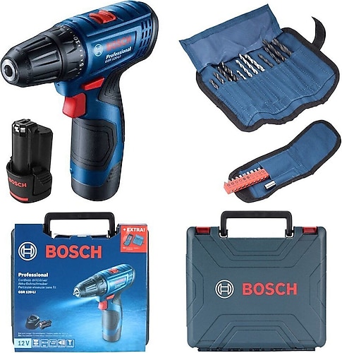 Bosch GSR 120-LI 2 Ah Çift Akülü Vidalama ve 23 Parça Uç Seti