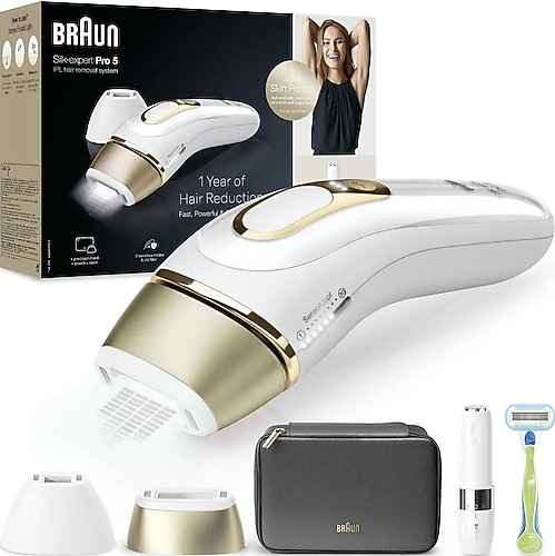 Braun Silk Expert Pro 5, Evde Tüy Alma,Çanta,Venus Tıraş Makinesi,2 Başlıklı Lazer Epilasyon Cihazı