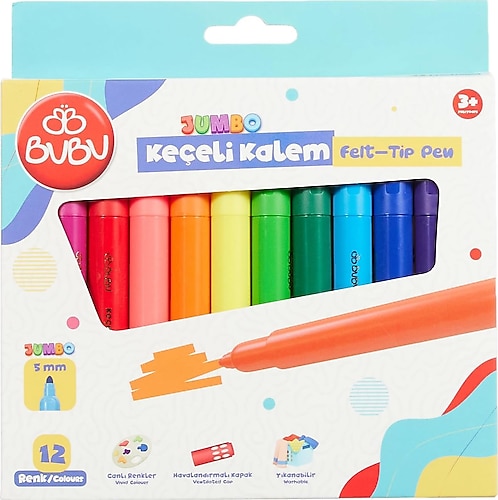 Bubu 12'li Jumbo Keçeli Kalem