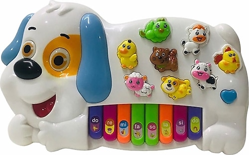 Can Ali Toys Çiftlik Hayvanları Işıklı Müzikli Köpek Görünümlü Piyano