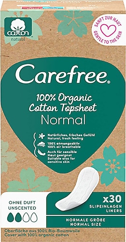 Carefree Organic Cotton Topsheet Normal Günlük Ped 30'lu