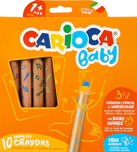 Carioca Baby 3 in 1 Ahşap Gövdeli 10'lu Jumbo Kuru Boya Seti