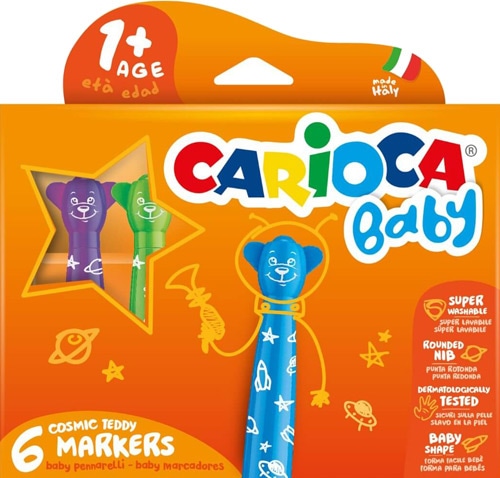 Carioca Baby Teddy Süper Yıkanabilir 6'lı Jumbo Keçeli Kalem Seti